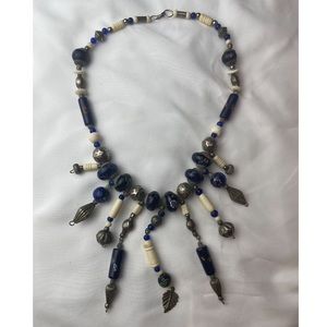 Bohemian Murano lampwork beads with metal beads necklace